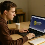 Bilgisayarında CATIA öğrenci sürümü kullanarak 3D modelleme yapan öğrenci