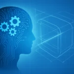 Mavi tonlarda, teknik çizim hattı ve dişli beyin figürüyle CAD yaratıcılığını ve mühendislik düşüncesini temsil eden minimalist görsel.